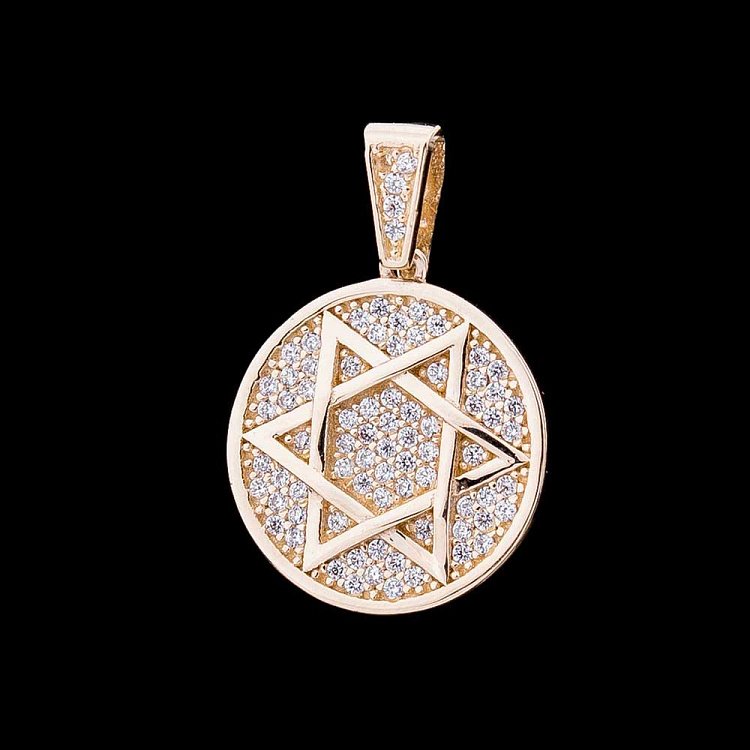 Золота підвіска "Зірка Давида" з фіанітами п02423 від ювелірного магазину Онікс