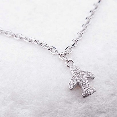 Серебряный браслет на ногу с фианитами 14933 №3