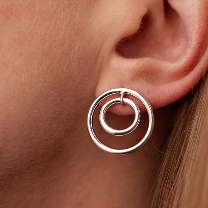 Серебряные серьги - пусеты "Кольца" 122572 №5