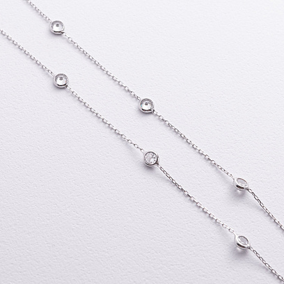 Серебряный браслет с фианитами на ногу 905-01592 №3