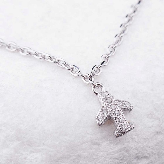Серебряный браслет на ногу с фианитами 14933 №3