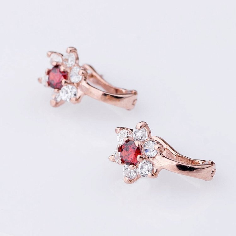 Золоті сережки з фіанітами с04334 від ювелірного магазину Онікс - 1