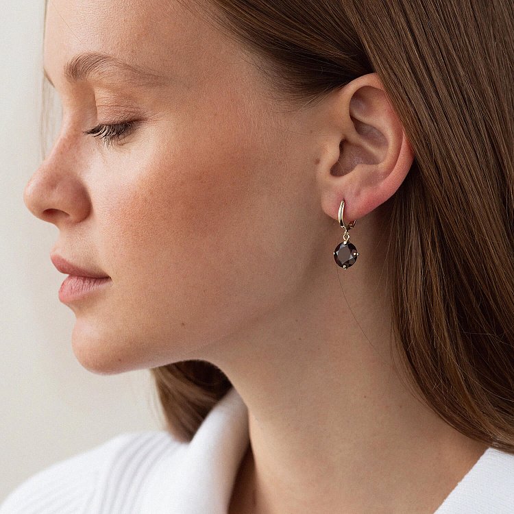 Золоті сережки "Захоплення" з піропом с08699 від ювелірного магазину Онікс - 3