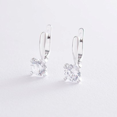 Золотые серьги с фианитами с04443