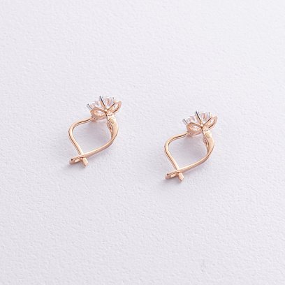 Золотые детские серьги с фианитами с09250 №3