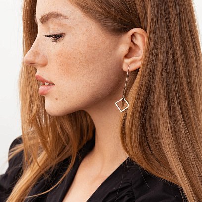 Серебряные серьги - петельки "Геометрия" 4994 №4