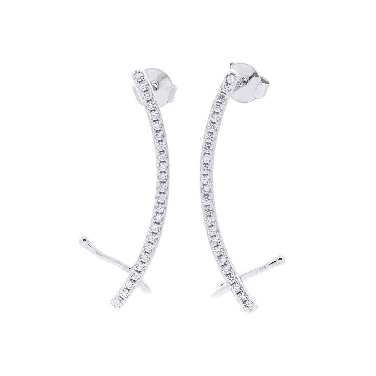 Серебряные серьги-пусеты с фианитами 122469 от ювелирного магазина Оникс