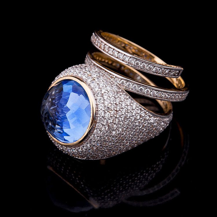 Ексклюзивна каблучка з фіанітами к03874 від ювелірного магазину Онікс - 1