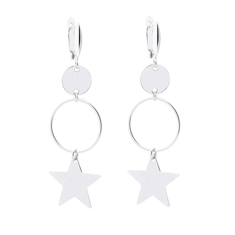 Срібні сережки із зірочками і колечками 122319 від ювелірного магазину Онікс