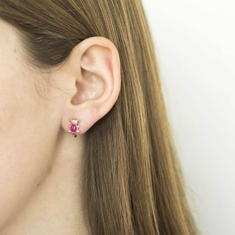 Золоті дитячі сережки "Ведмедики" (емаль, фіаніти) с04070р від ювелірного магазину Онікс - 2