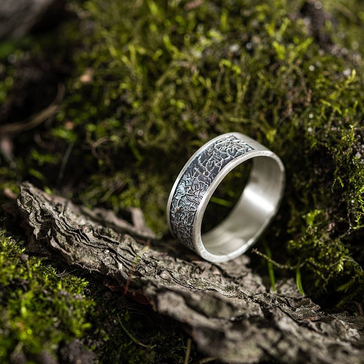 Срібна текстурна каблучка 7016 від ювелірного магазину Онікс - 8