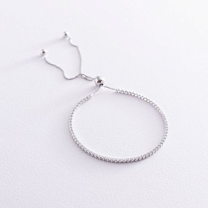Серебряный браслет "Утонченный" с белыми фианитами 141494