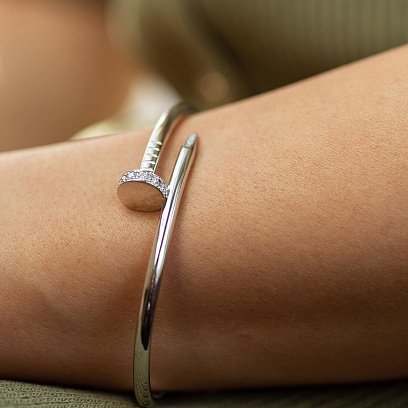 Жорсткий золотий браслет "Цвях" (діаманти) бб0039м №4