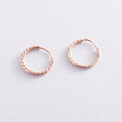 Серьги - кольца в красном золоте (1.2 см) с03380