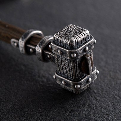 Срібний брелок "Молот вікінга" з ебеном 1116 №5