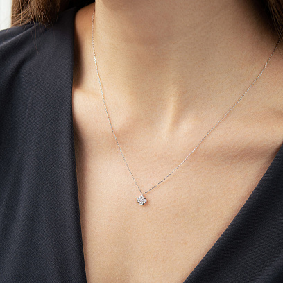 Колье в белом золоте "Клевер" (бриллианты) колб0196mi №6