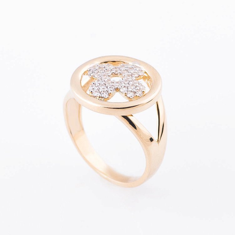 Золота каблучка "Конюшина" к05173 від ювелірного магазину Онікс - 2