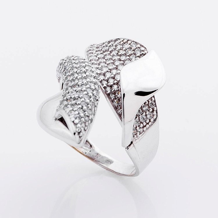 Золота каблучка з фіанітами к01778ж від ювелірного магазину Онікс