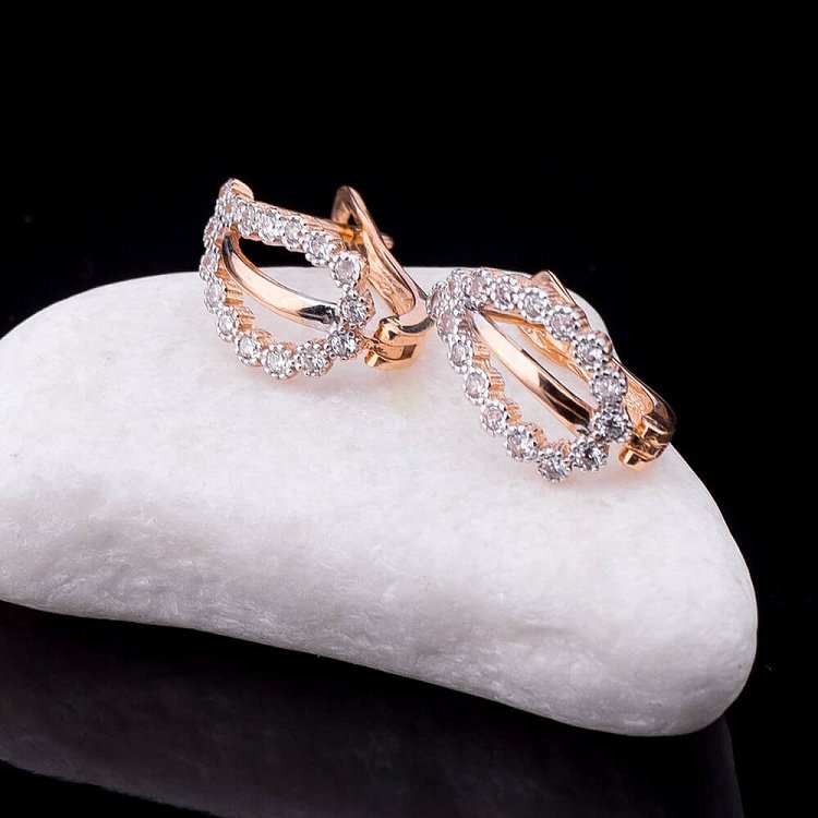 Сережки із золота з фіанітами с01220 від ювелірного магазину Онікс - 1