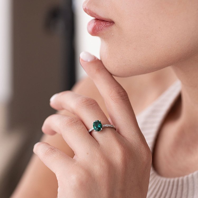 Срібна каблучка з кварцом і фіанітами 1339/1р-QGR від ювелірного магазину Онікс - 1