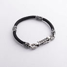 Шовковий браслет "Спаси та Збережи. З образами святих" зі срібними вставками 1093б от ювелирного магазина Оникс