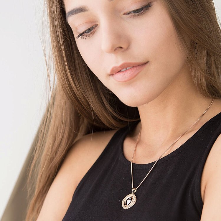 Золотая подвеска с сердцем (фианиты) п02208 от ювелирного магазина Оникс - 2