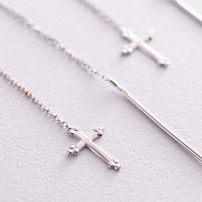 Золоті сережки - протяжки "Хрестики" с05243 №3