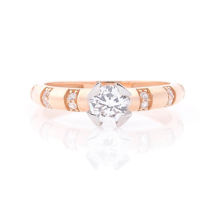 Золотое кольцо с фианитами к06087 от ювелирного магазина Оникс - 3