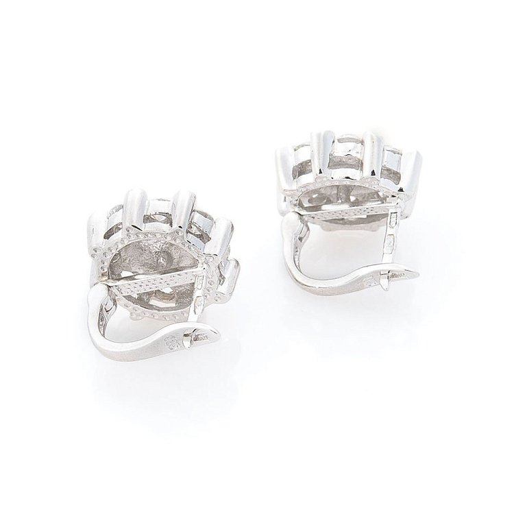 Срібні сережки з культ. прісн. перлами і фіанітами 121753 від ювелірного магазину Онікс - 1