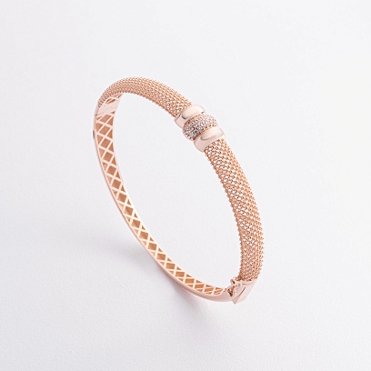 Жесткий браслет "Marie" в красном золоте (фианиты) б05587