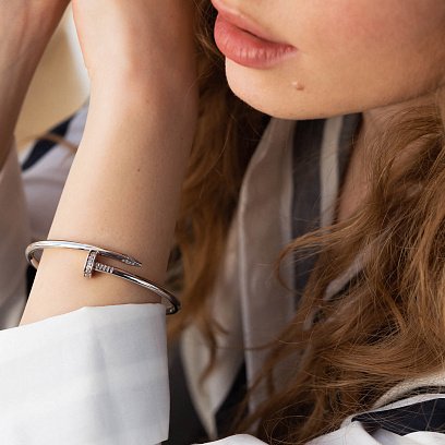 Золотий браслет "Цвях" з фіанітами б05255 №2