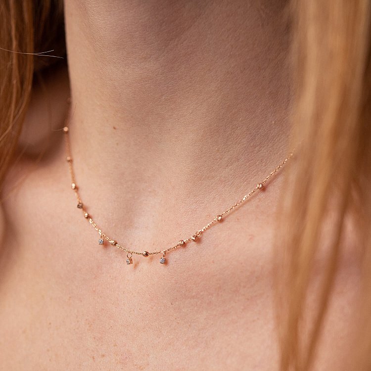 Золотое колье "Элла" с фианитами кол02088 от ювелирного магазина Оникс - 3