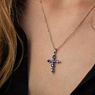 Золотой крестик с синими сапфирами и бриллиантами пб0325gm от ювелирного магазина Оникс - 3