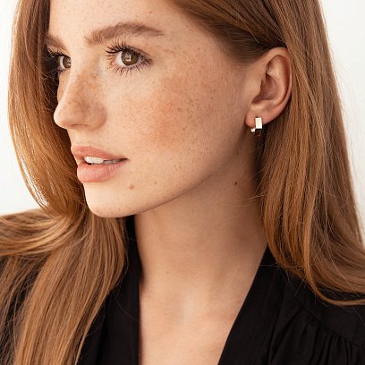 Серьги "Шестиугольники" в красном золоте с07995 №4