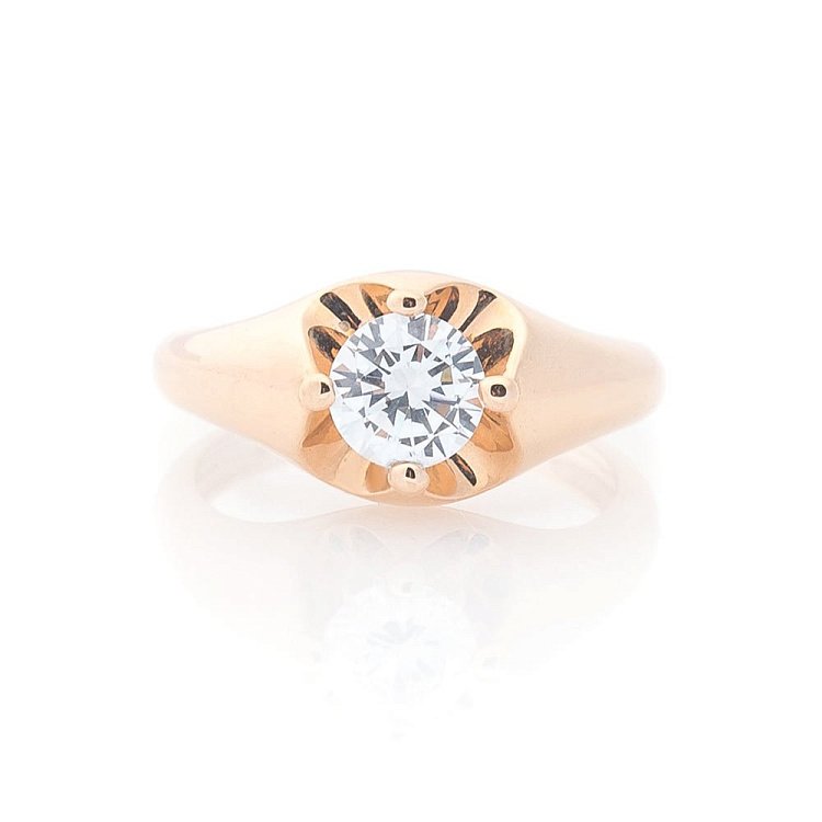 Золотое помолвочное кольцо с фианитом к04807 от ювелирного магазина Оникс - 2