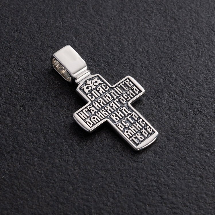 Срібний хрест "Розп'яття Христове. Деісус" (чорніння) 132991 від ювелірного магазину Онікс - 2