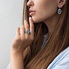 Золотое кольцо (фианиты, голубой топаз) к05442 от ювелирного магазина Оникс - 1