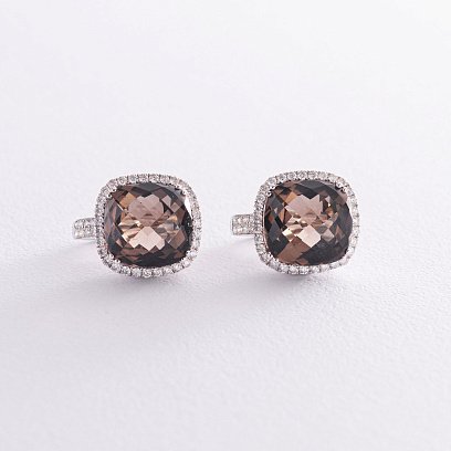 Золотые серьги с бриллиантами и топазами CR1671Egm