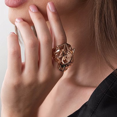 Кольцо "Пантера" в красном золоте (фианиты) к06767 №6