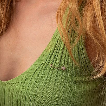 Золотая булавка "Цветок" (фианиты) зак00239 №2