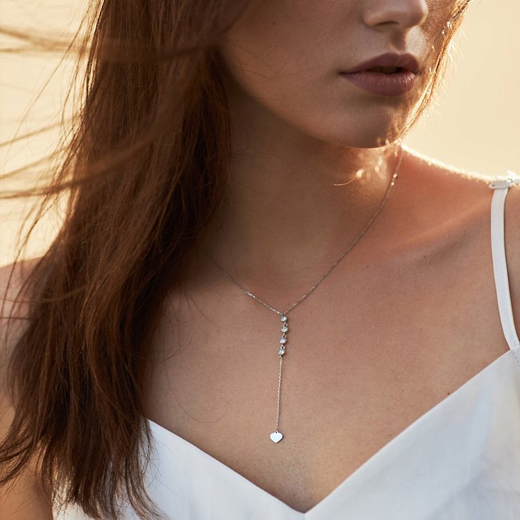 Кольє з білого золота з фіанітами кол01515 від ювелірного магазину Онікс