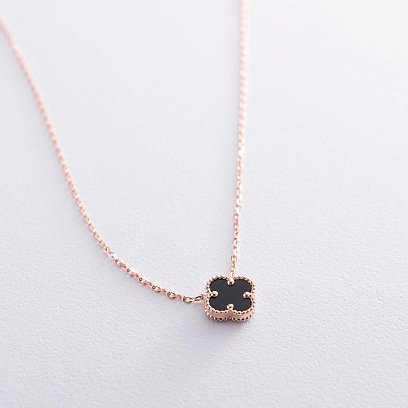 Золотое колье "Клевер" (оникс) кол01661 №3