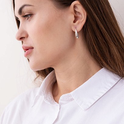 Серебряные серьги "Капельки" 122887 №7