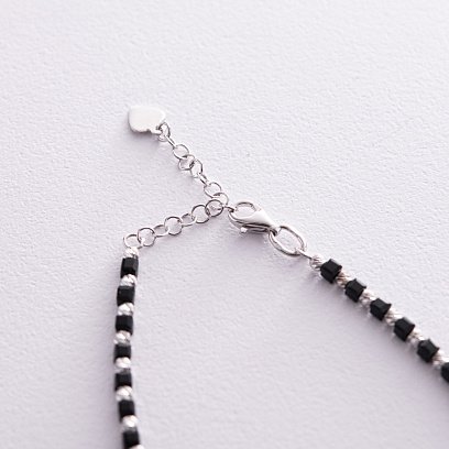 Срібний браслет "Кульки" з чорними фіанітами 141637 №5