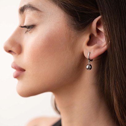 Серьги "Шарики" в белом золоте с07977 №2