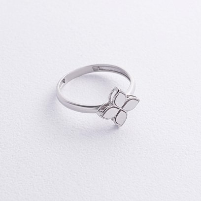 Кольцо "Клевер" в белом золоте к07533 №4