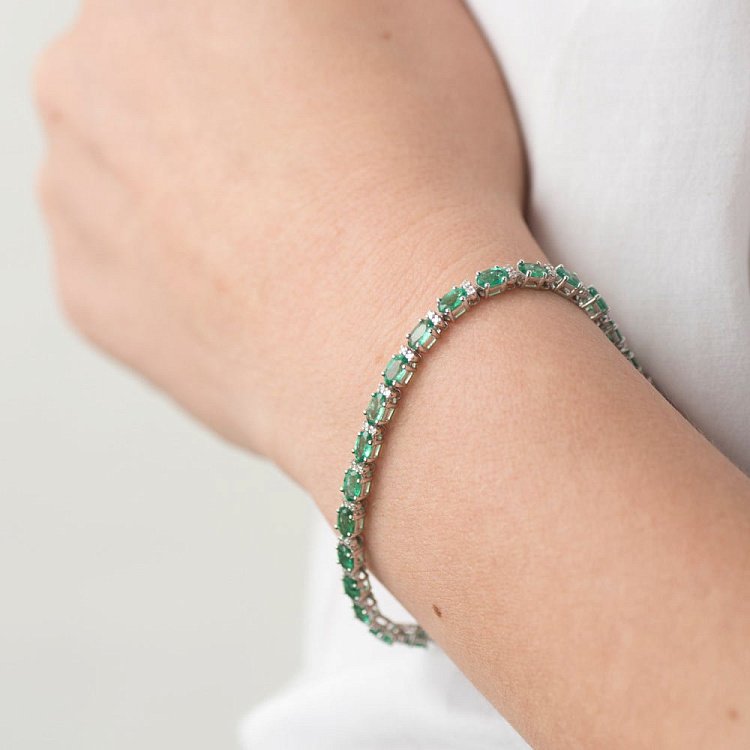 Золотий браслет (смарагд, діамант) бб0009gl від ювелірного магазину Онікс - 4