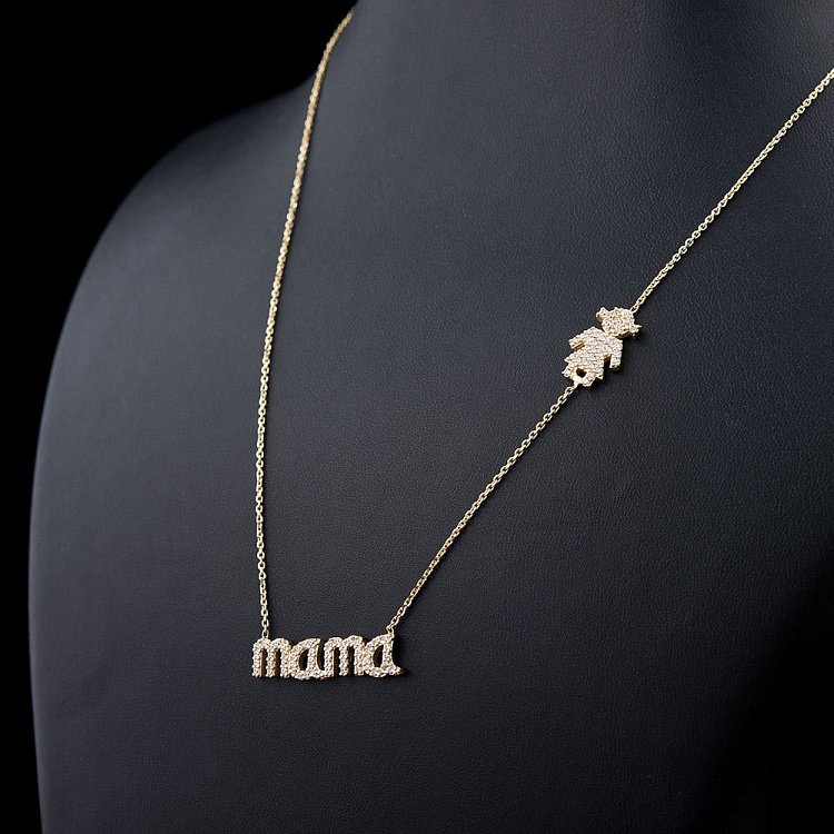 Золоте кольє "Мама і дівчинка" (фіаніти) кол00955 від ювелірного магазину Онікс - 2