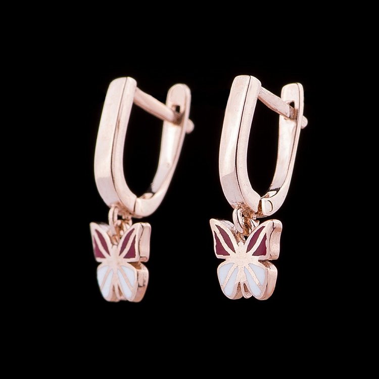 Детские золотые серьги "Бабочки" с04800к от ювелирного магазина Оникс - 1