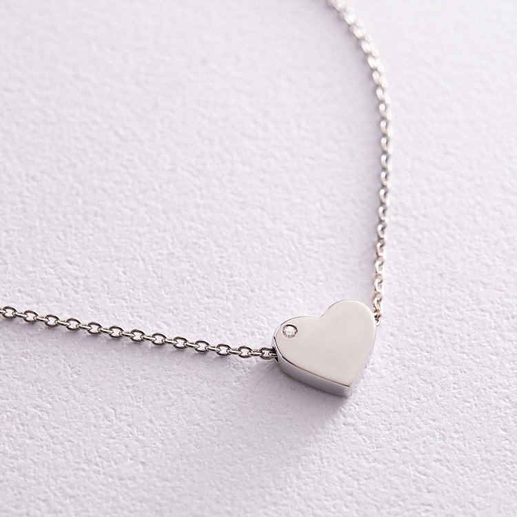 Срібне кольє "Сердечко" з фіанітом 1090 від ювелірного магазину Онікс - 2